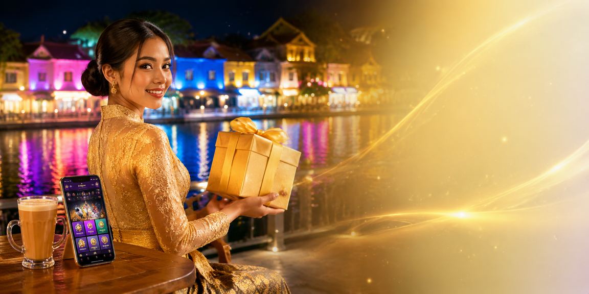 Pengguna wanita di Melaka mengakses aplikasi kasino dengan bonus selamat datang aktif